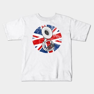 Sousaphone UK Flag Britain Sousaphonist British Musician Kids T-Shirt